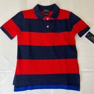 Toddler Boys Ralph Lauren Polo Shirt Size 2T NWT Red & Navy Stripes